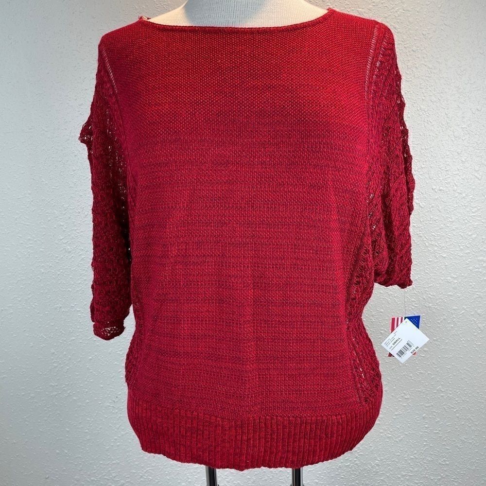 NWT JW Style Red Sweater Top Size S